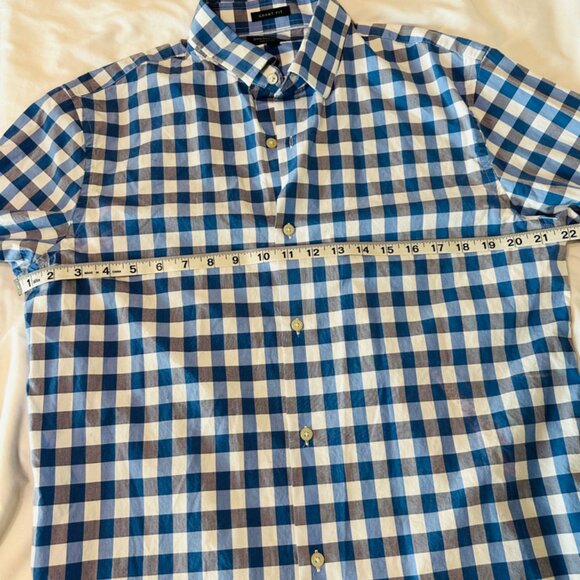 Banana Republic Grant Fit Supima Cotton Sz L Button Up Long Sleeve Blue/Plaid - Picture 7 of 7